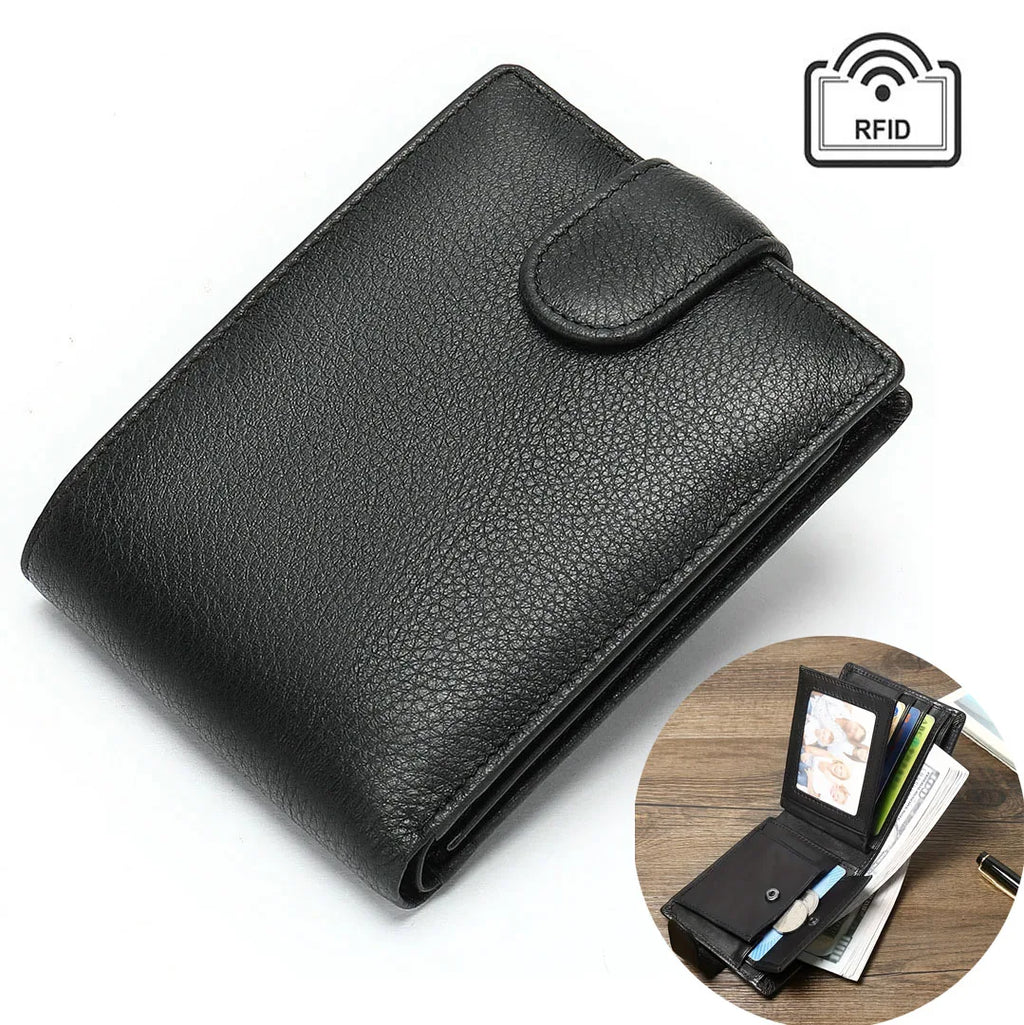 Portefeuille homme vintage en cuir de vachette avec protection RFID — photo 3