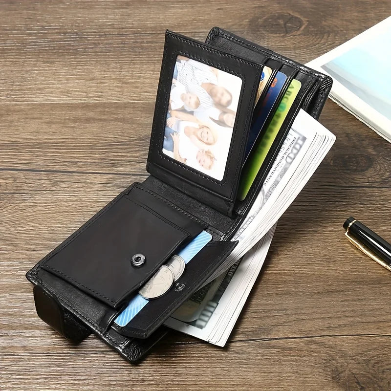 Portefeuille homme vintage en cuir de vachette avec protection RFID — photo 4