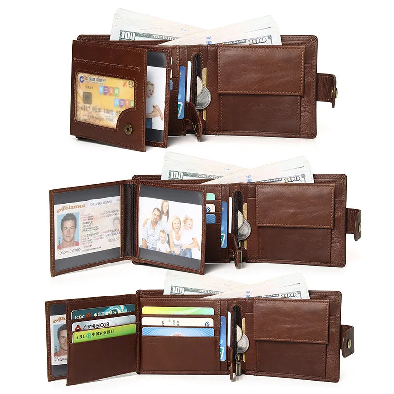 Portefeuille homme en cuir véritable avec protection RFID et poche monnaie — photo 2