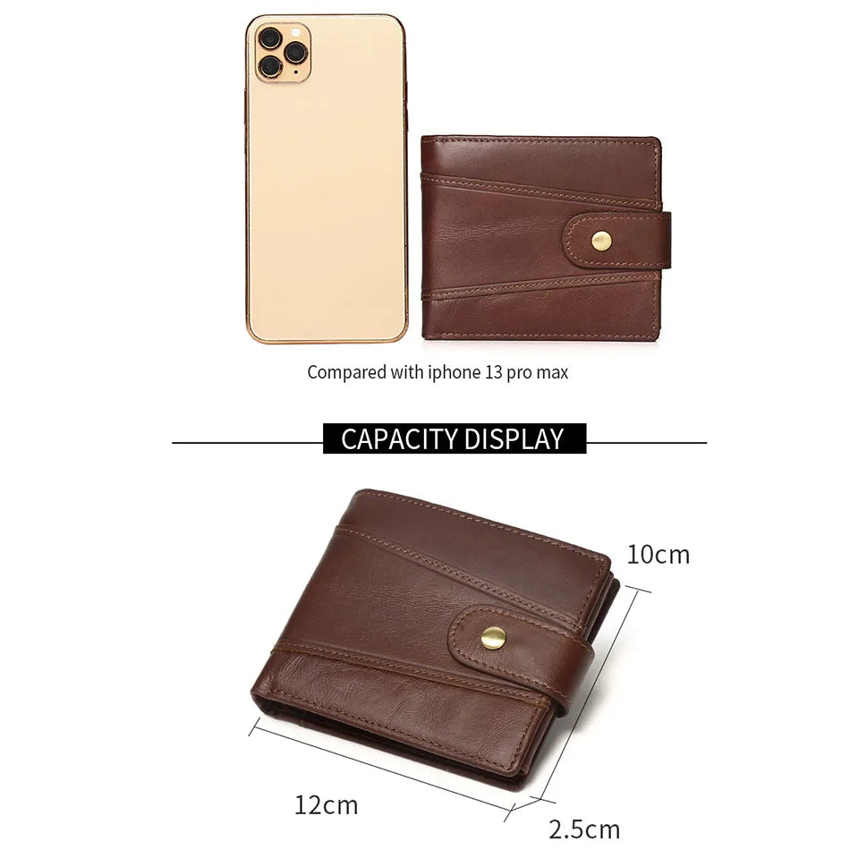 Portefeuille homme en cuir véritable avec protection RFID et poche monnaie — photo 4
