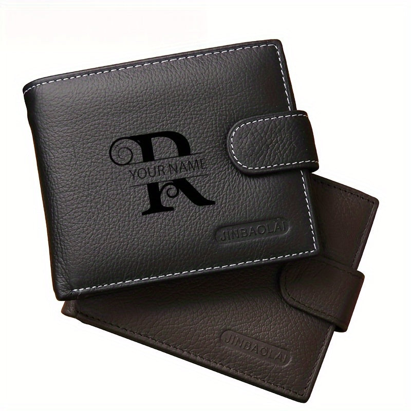 Portefeuille homme cuir véritable personnalisé 6 cartes noir