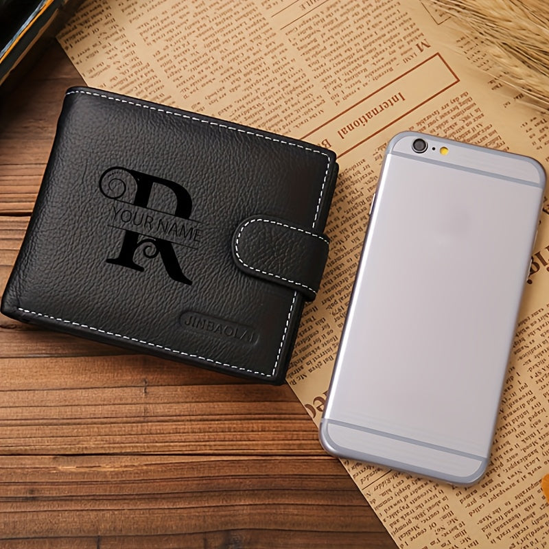 Portefeuille homme cuir véritable personnalisé 6 cartes noir