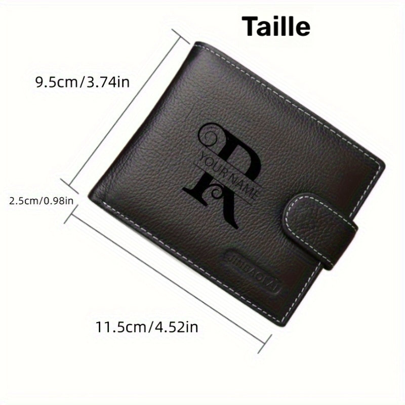Portefeuille homme cuir véritable personnalisé 6 cartes noir