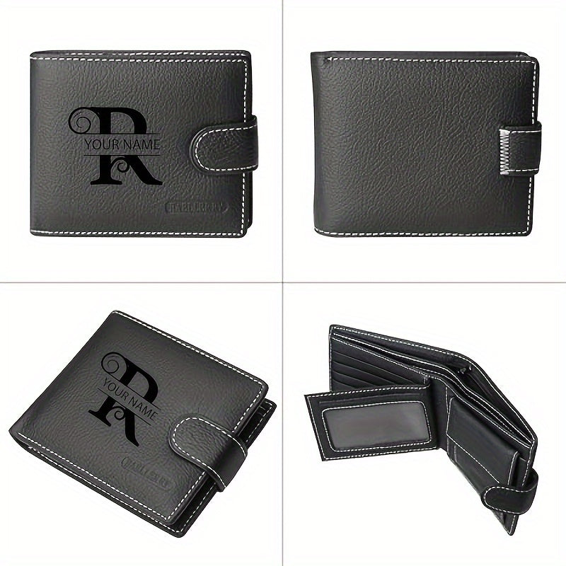 Portefeuille homme cuir véritable personnalisé 6 cartes noir