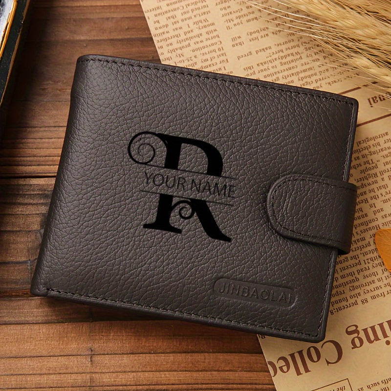 Portefeuille homme cuir véritable personnalisé 6 cartes noir