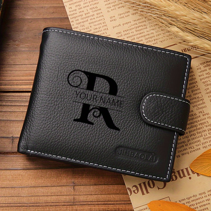 Portefeuille homme cuir véritable personnalisé 6 cartes noir