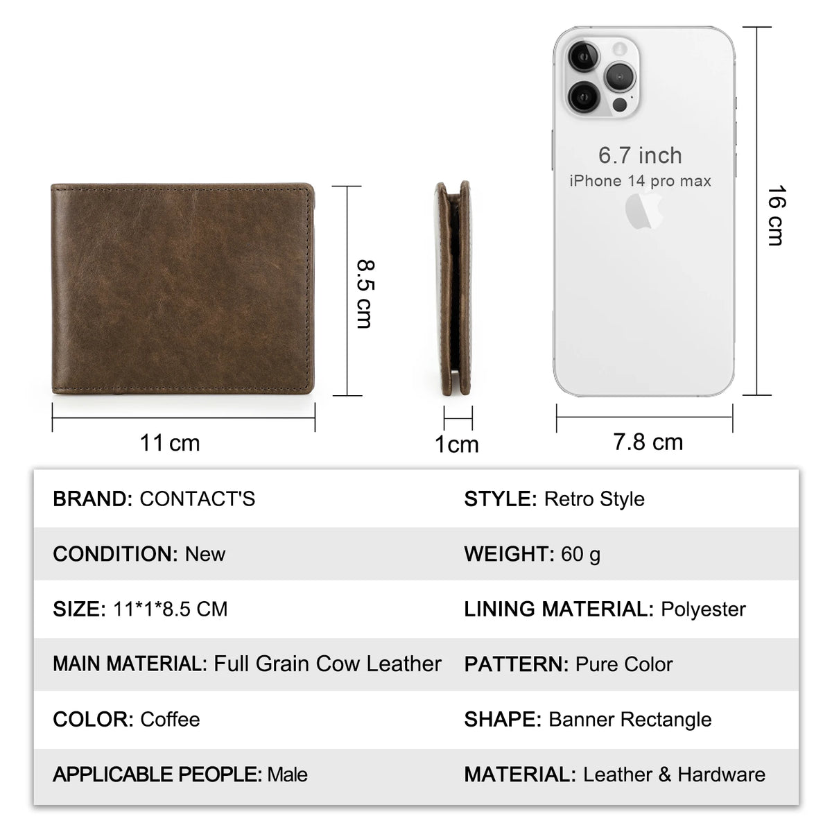 Portefeuille slim en cuir véritable pour homme - format mini — photo 4