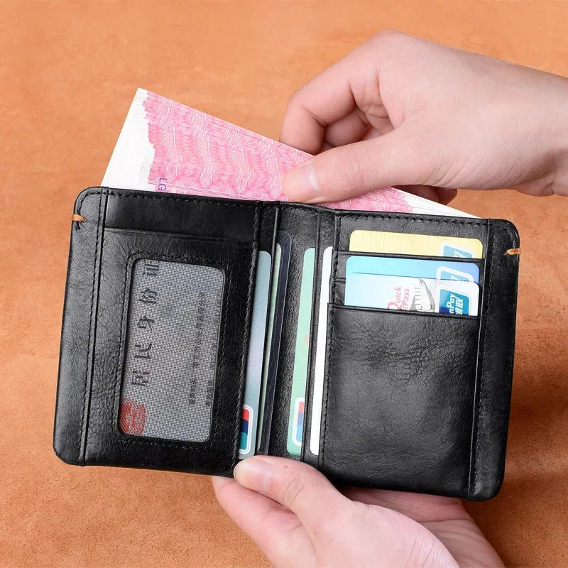 Portefeuille fin pour homme en cuir de vachette véritable souple — photo 3