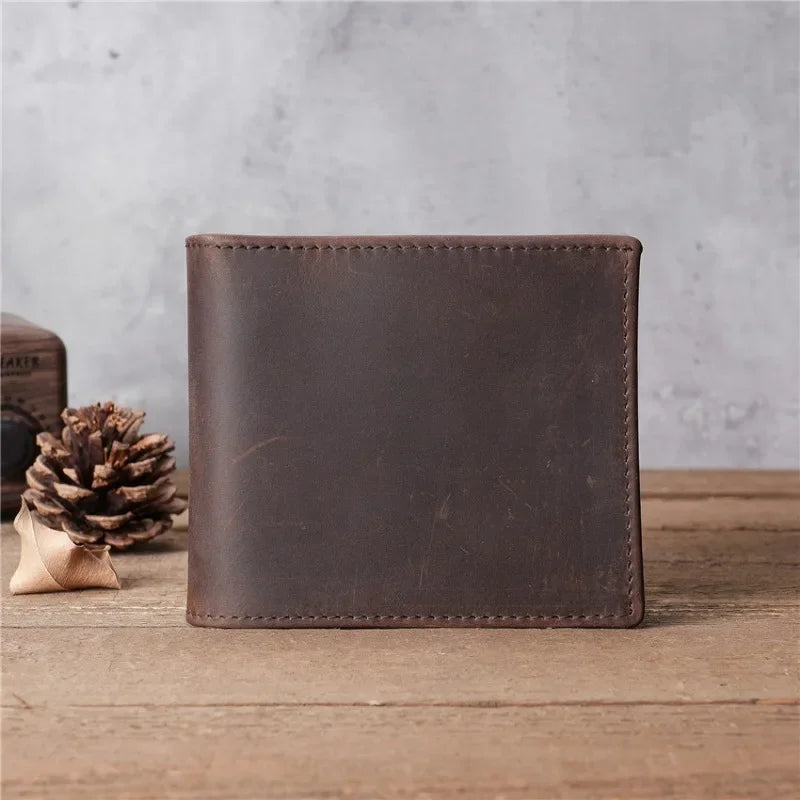 Portefeuille homme court en cuir véritable souple avec porte-monnaie zippé et multi-emplacements cartes — photo 1 Image