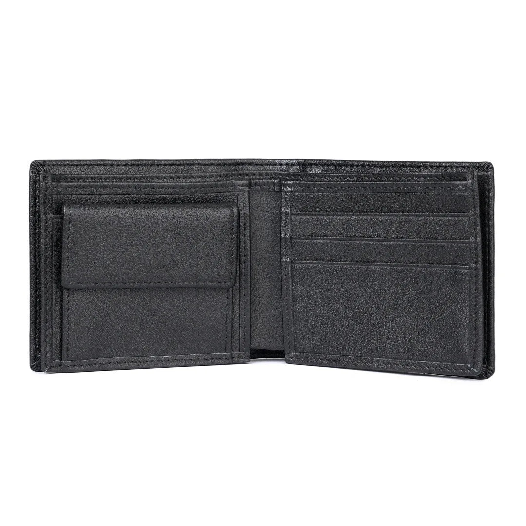 Portefeuille homme court en cuir véritable souple avec porte-monnaie zippé et multi-emplacements cartes — photo 13