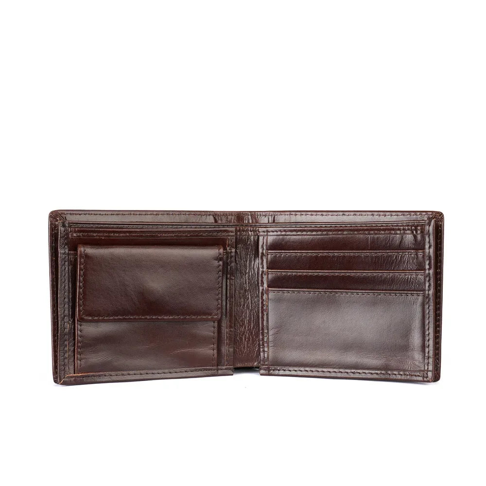 Portefeuille homme court en cuir véritable souple avec porte-monnaie zippé et multi-emplacements cartes — photo 14