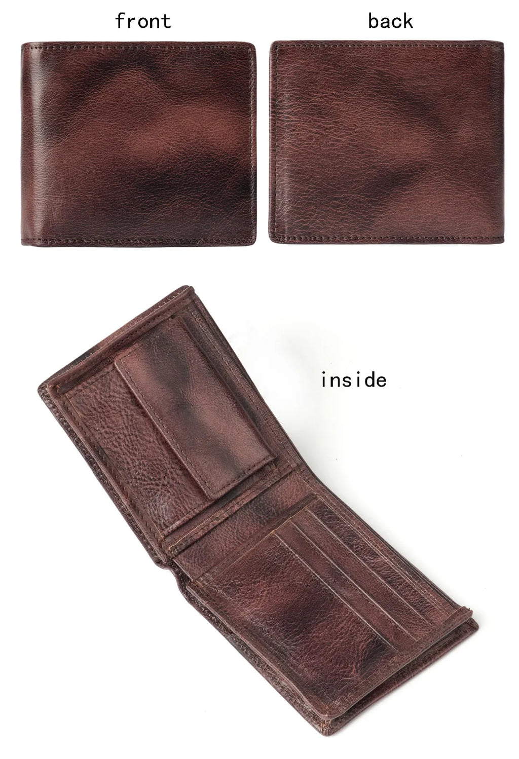 Portefeuille homme court en cuir véritable souple avec porte-monnaie zippé et multi-emplacements cartes — photo 15