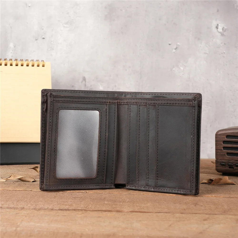 Portefeuille homme court en cuir véritable souple avec porte-monnaie zippé et multi-emplacements cartes — photo 18