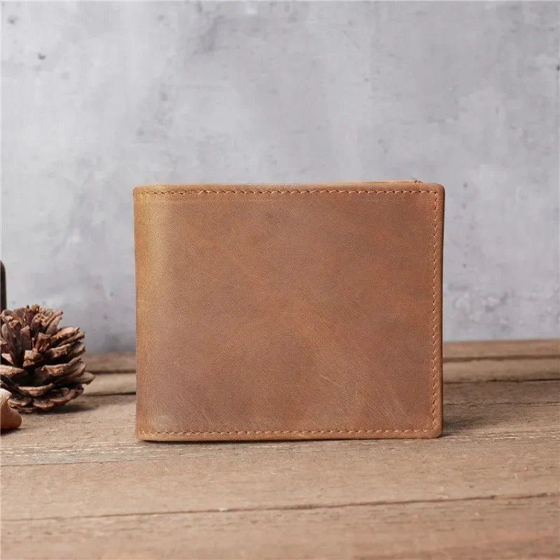 Portefeuille homme court en cuir véritable souple avec porte-monnaie zippé et multi-emplacements cartes — photo 5