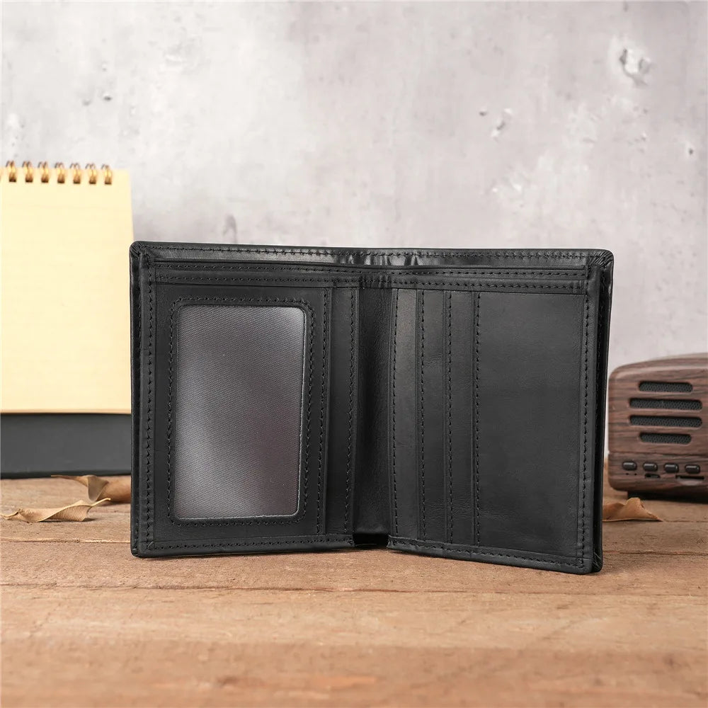 Portefeuille homme court en cuir véritable souple avec porte-monnaie zippé et multi-emplacements cartes — photo 9