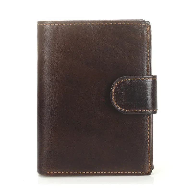 Portefeuille homme rétro en cuir véritable de vachette avec fermoir à loquet et porte-monnaie — photo 3
