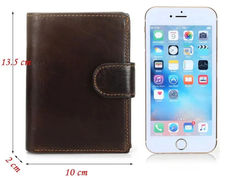 Portefeuille homme rétro en cuir véritable de vachette avec fermoir à loquet et porte-monnaie — photo 5