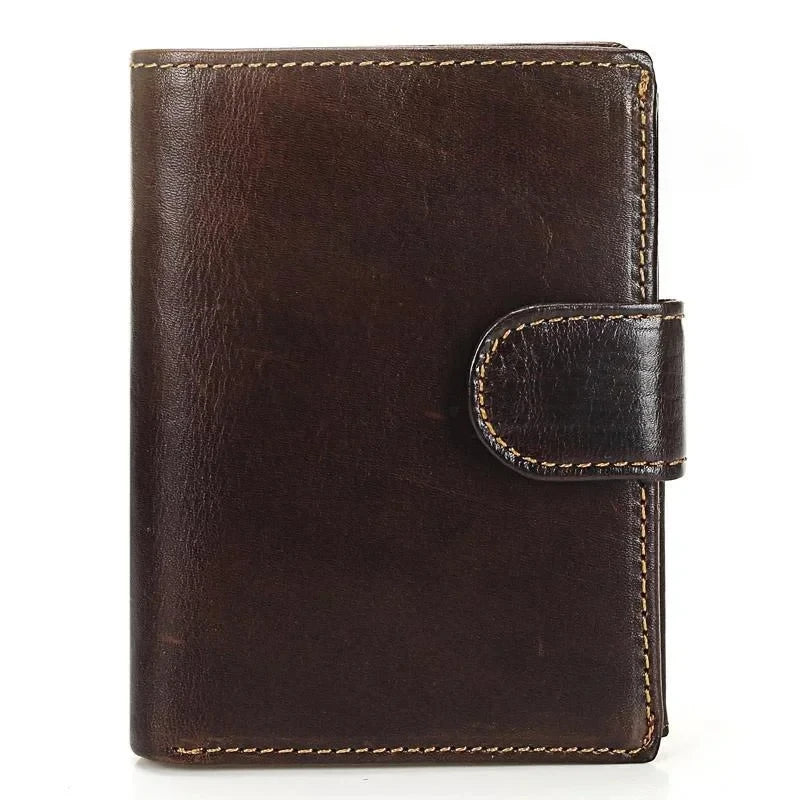 Portefeuille homme rétro en cuir véritable de vachette avec fermoir à loquet et porte-monnaie — photo 6