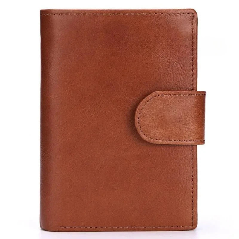 Portefeuille homme rétro en cuir véritable de vachette avec fermoir à loquet et porte-monnaie — photo 8