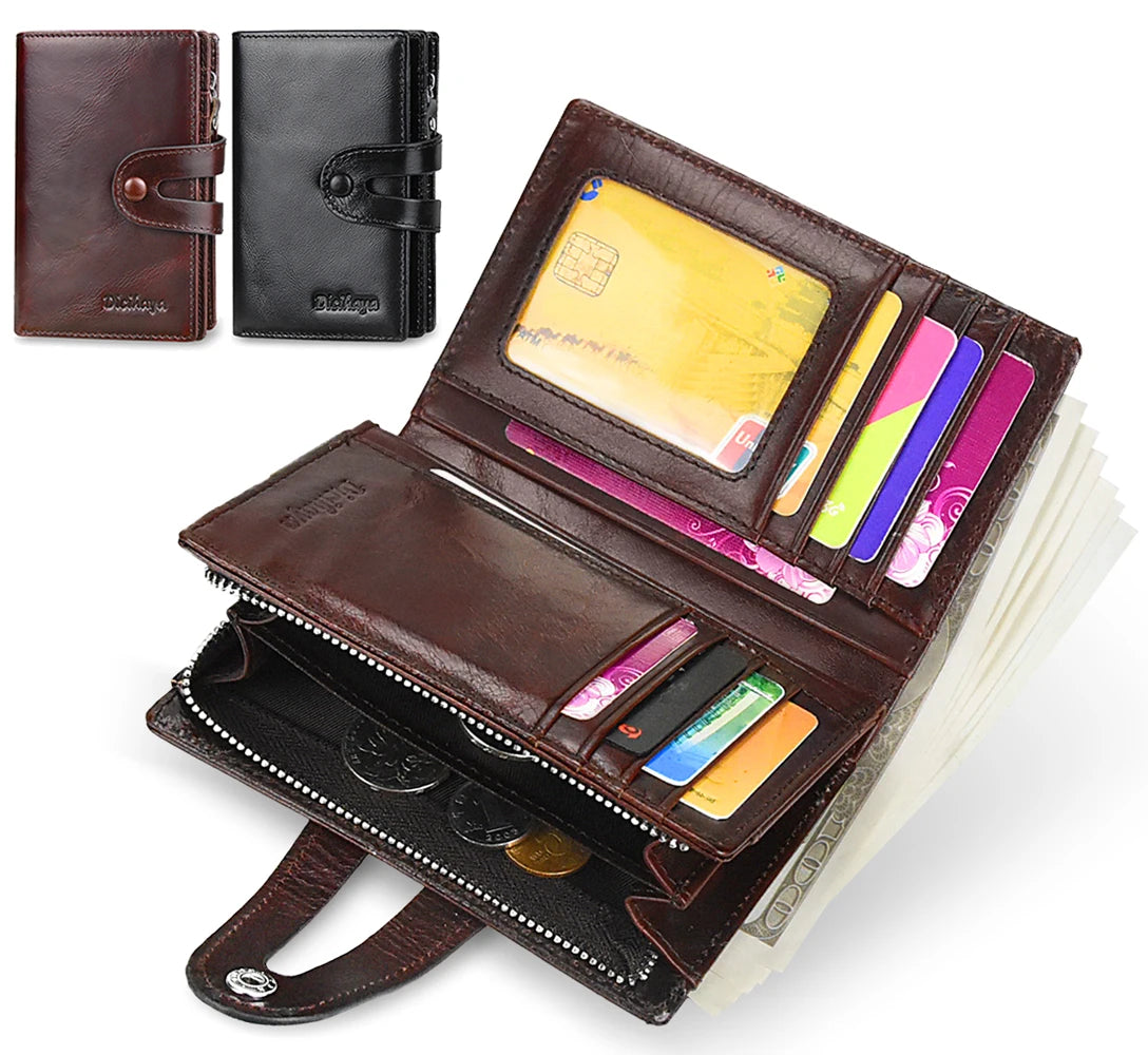 Portefeuille vintage en cuir véritable pour homme avec double fermeture — photo 2