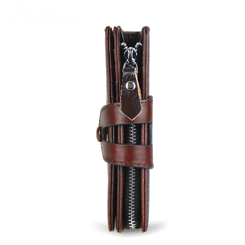 Portefeuille vintage en cuir véritable pour homme avec double fermeture — photo 5