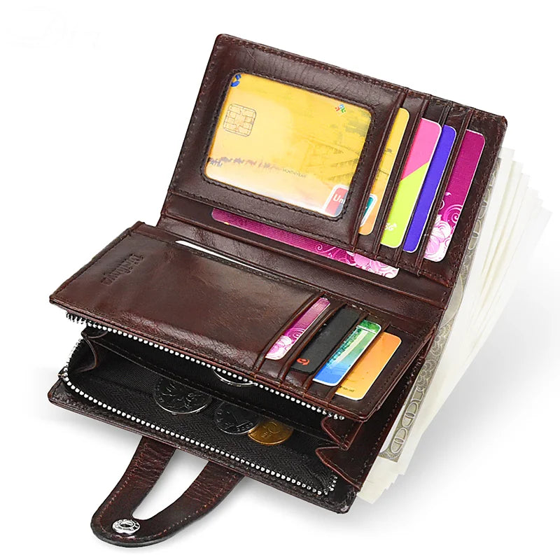 Portefeuille vintage en cuir véritable pour homme avec double fermeture — photo 6