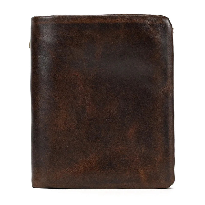 Portefeuille homme en cuir véritable vintage compact avec porte-cartes et zip sécurisé — photo 10