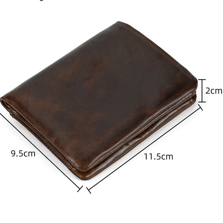 Portefeuille homme en cuir véritable vintage compact avec porte-cartes et zip sécurisé — photo 3