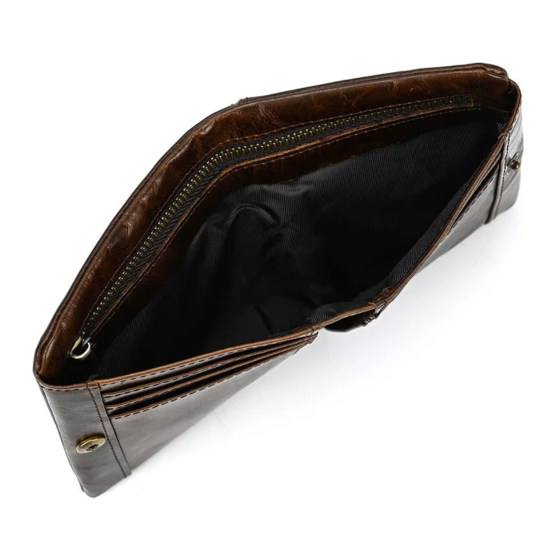 Portefeuille homme en cuir véritable vintage compact avec porte-cartes et zip sécurisé — photo 5