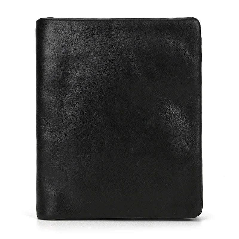 Portefeuille homme en cuir véritable vintage compact avec porte-cartes et zip sécurisé — photo 7