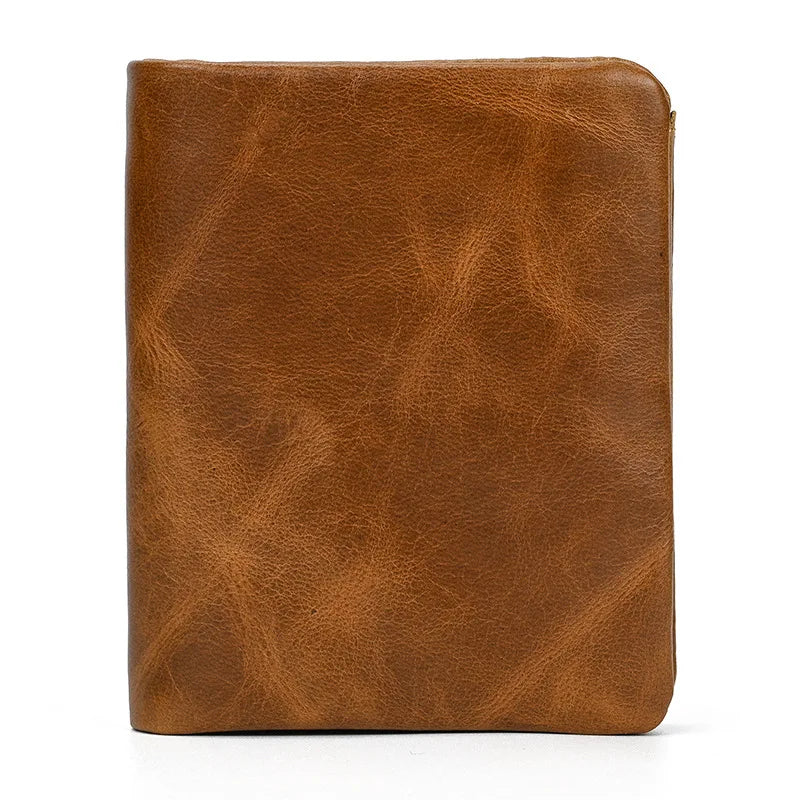 Portefeuille homme en cuir véritable vintage compact avec porte-cartes et zip sécurisé — photo 8 Image