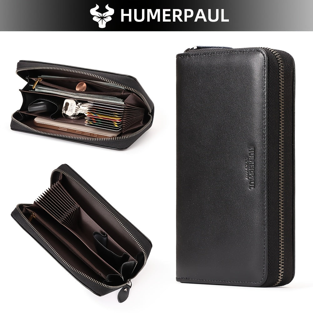 Portefeuille homme cuir vachette zippé tout autour 13 fentes