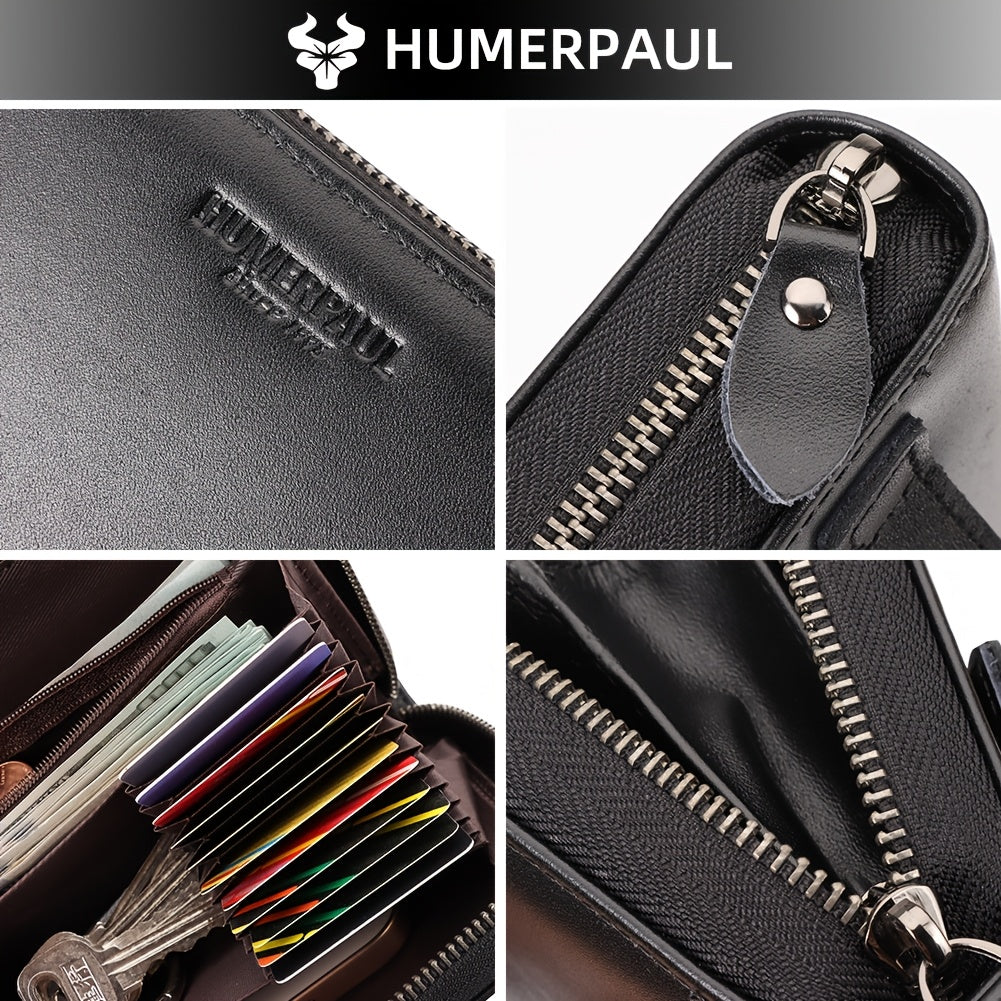 Portefeuille homme cuir vachette zippé tout autour 13 fentes