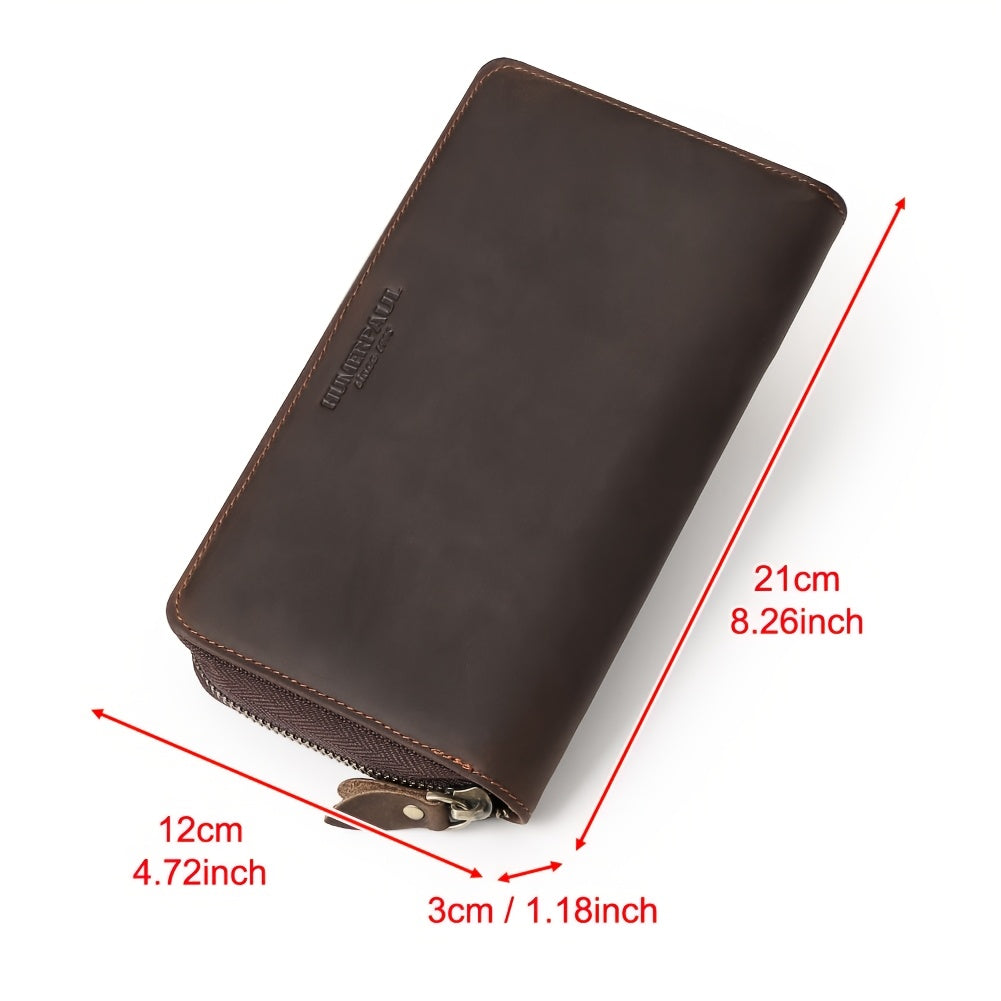 Portefeuille homme cuir vachette zippé tout autour 13 fentes