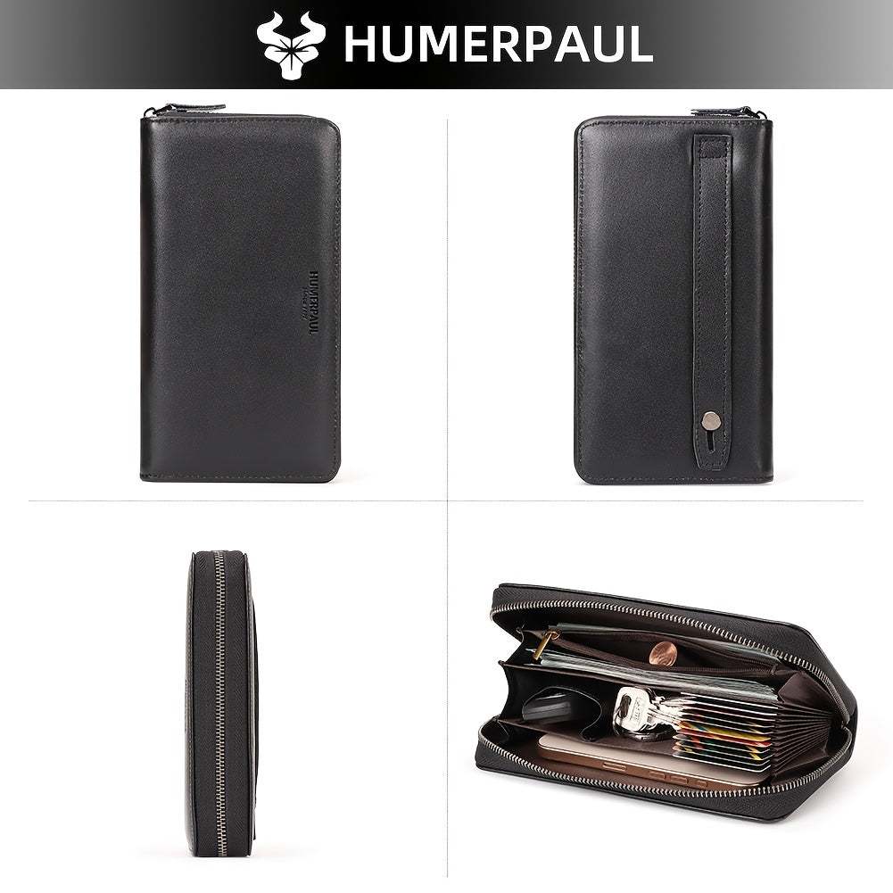 Portefeuille homme cuir vachette zippé tout autour 13 fentes