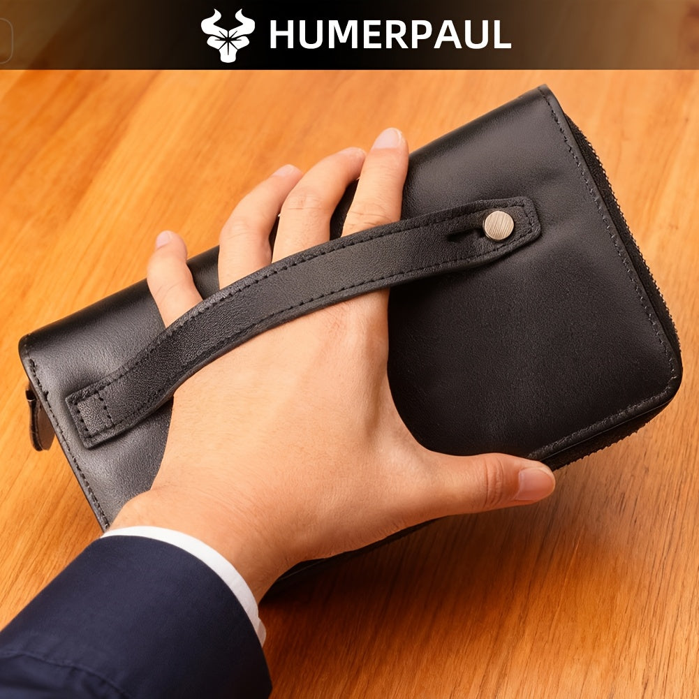 Portefeuille homme cuir vachette zippé tout autour 13 fentes