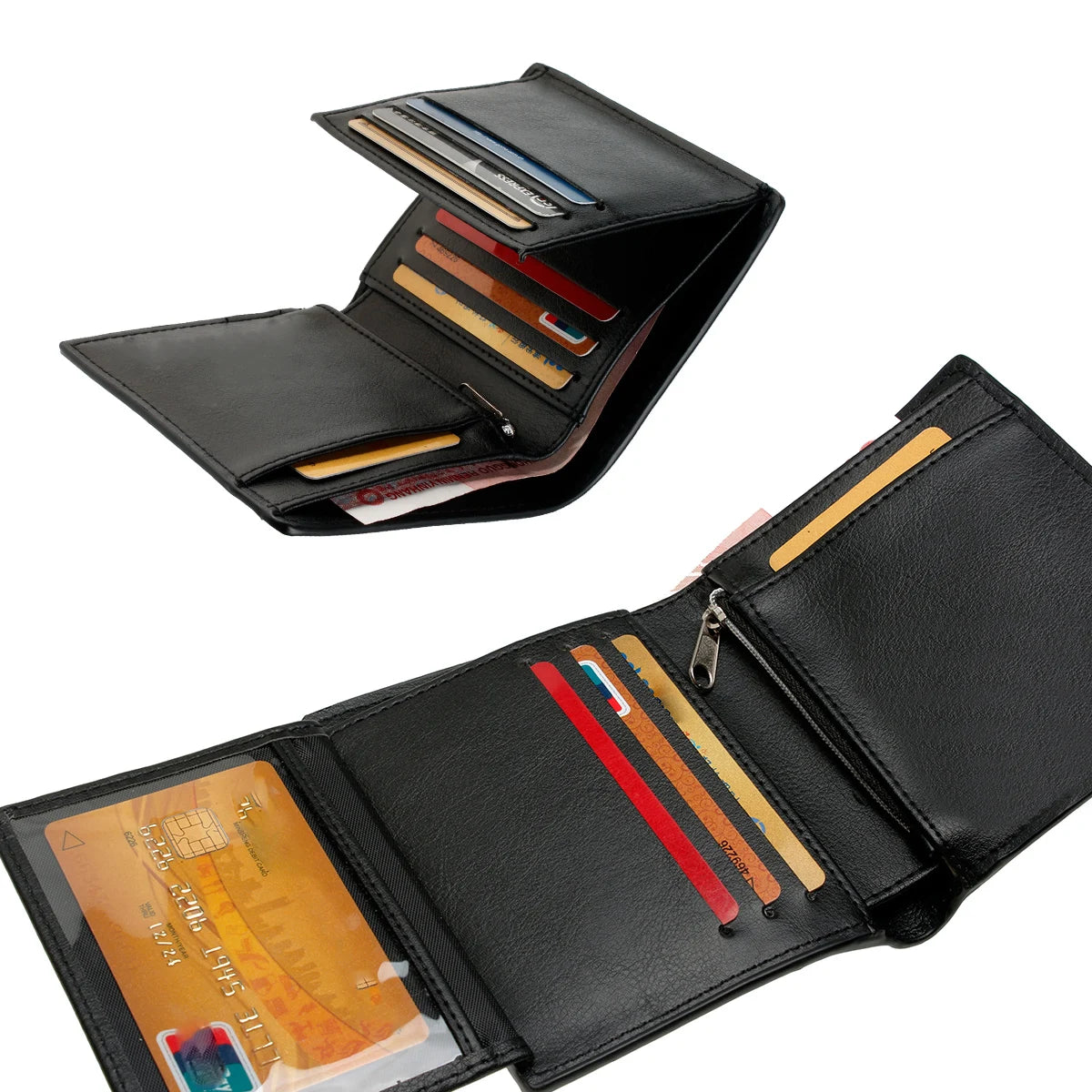 Portefeuille homme design en PU compact avec porte-cartes et compartiments multiples — photo 1