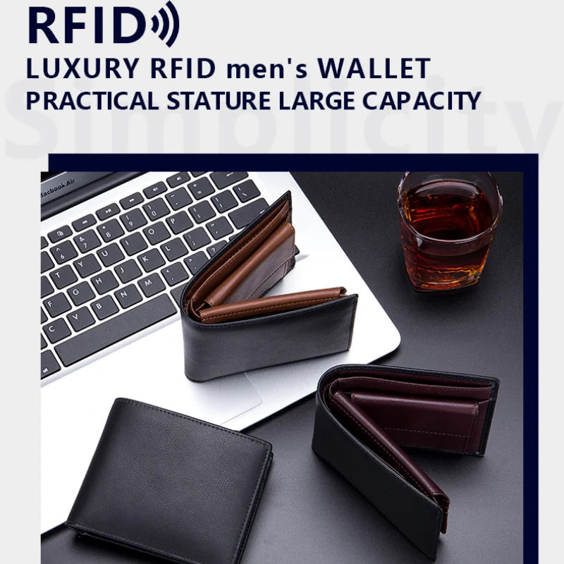 Portefeuille homme en cuir de vachette véritable avec blocage RFID — photo 5