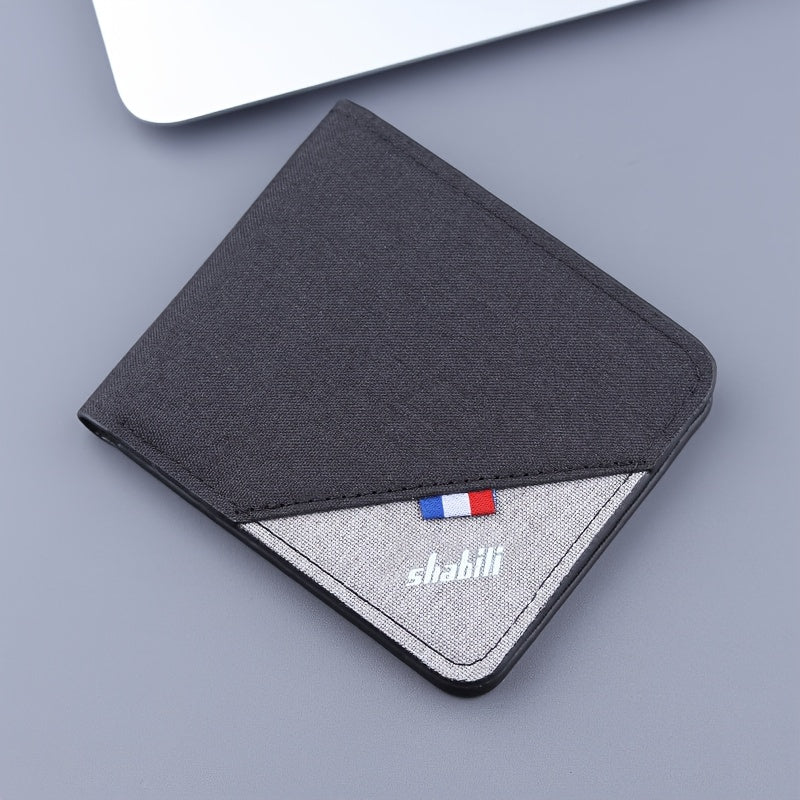 Portefeuille homme extra plat en PU texturé, découpe bicolore