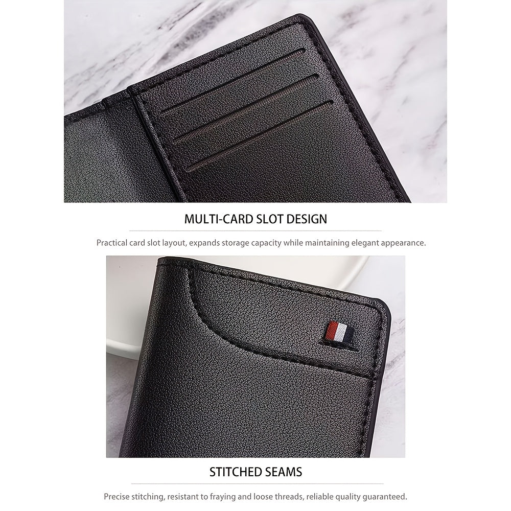 Portefeuille homme de 1,5 cm en similicuir, fenêtre permis