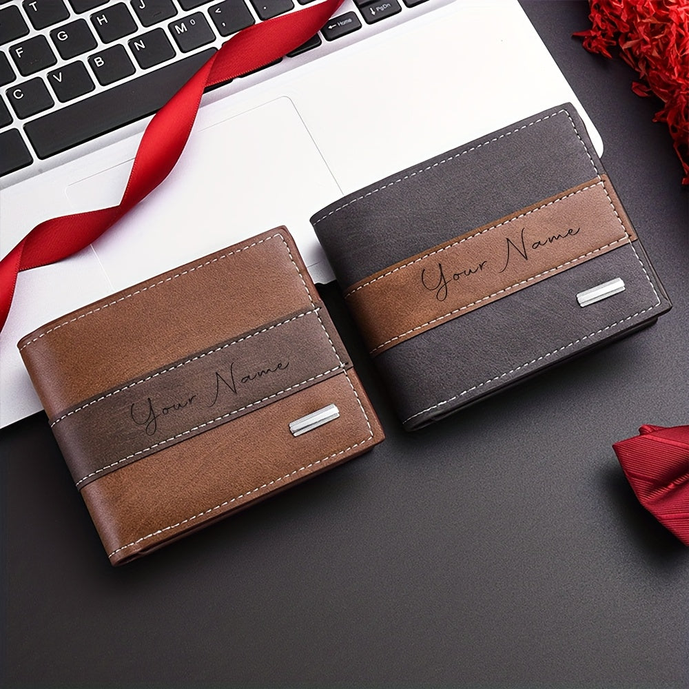 Portefeuille homme fin bicolore personnalisé poche zippée