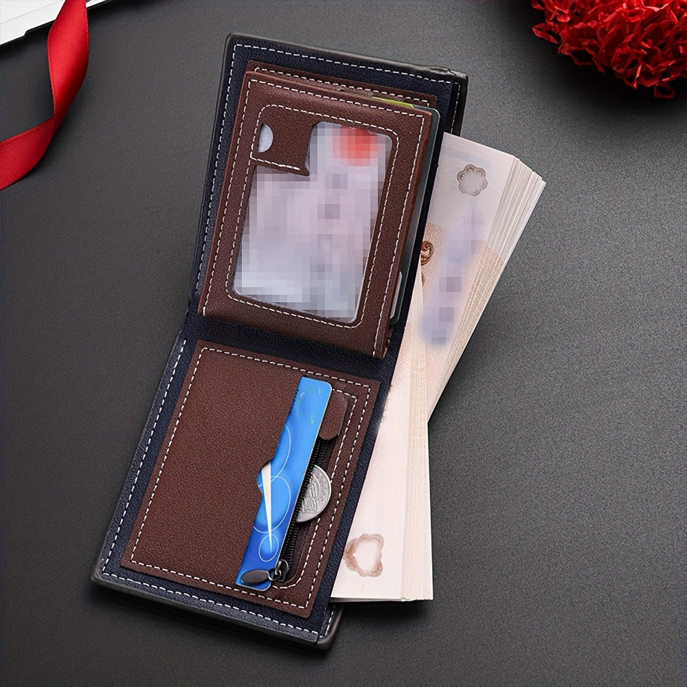 Portefeuille homme fin bicolore personnalisé poche zippée