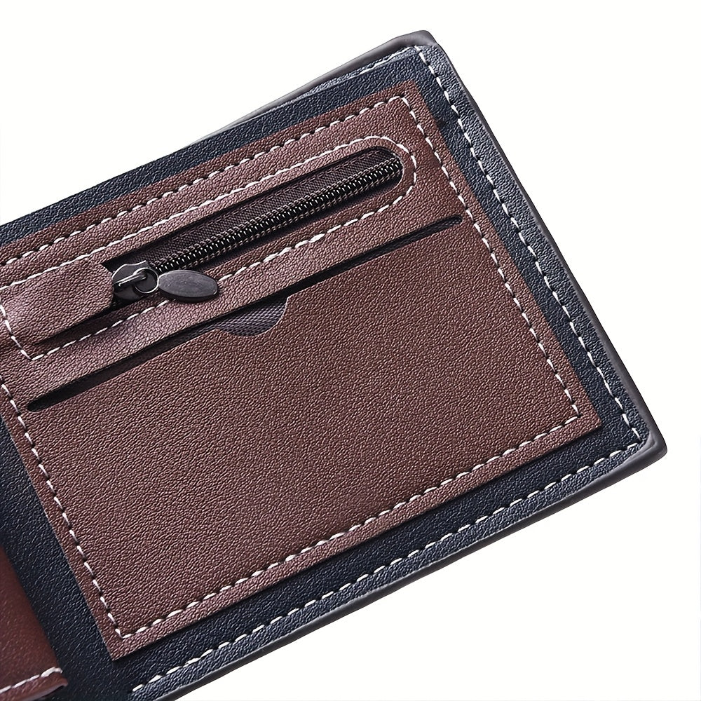 Portefeuille homme fin bicolore personnalisé poche zippée