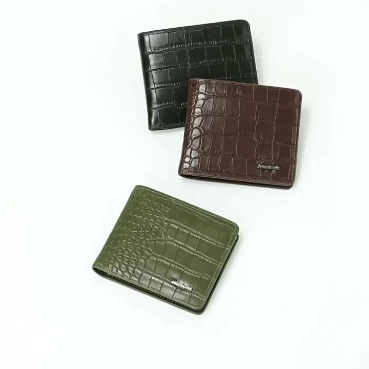 Portefeuille homme gaufré crocodile, deux volets en cuir PU