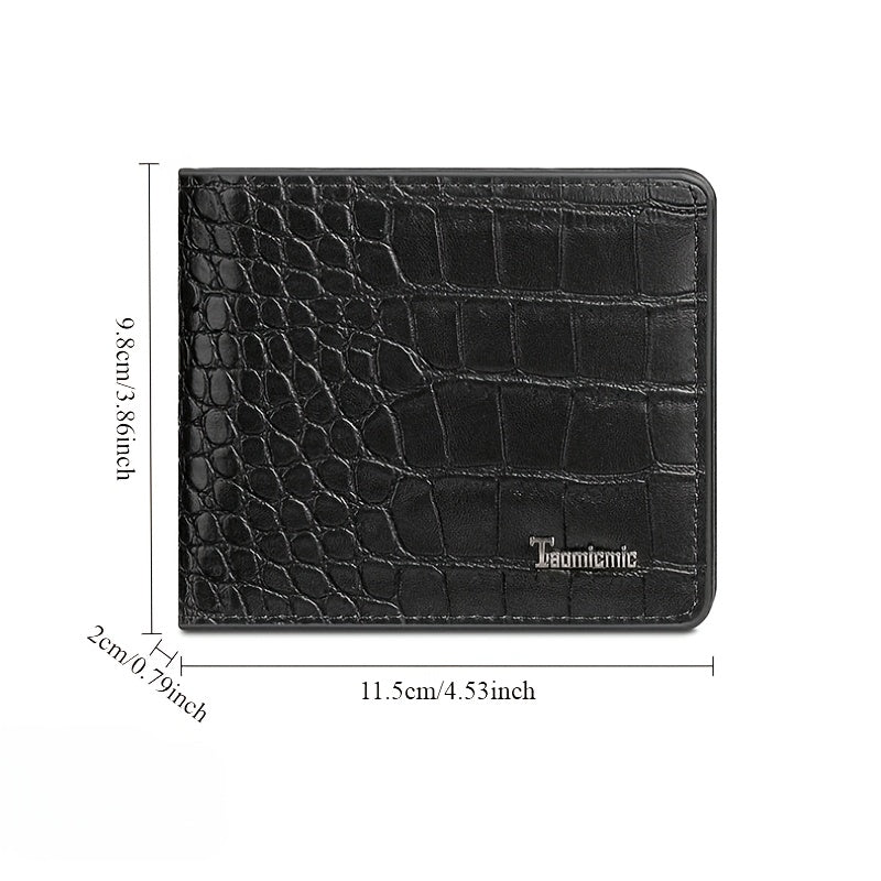 Portefeuille homme gaufré crocodile, deux volets en cuir PU