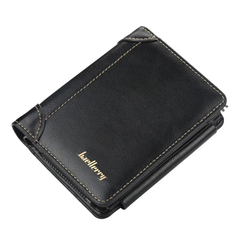 Portefeuille homme trifold grande capacité en cuir PU avec zip et porte-cartes intégré — photo 7