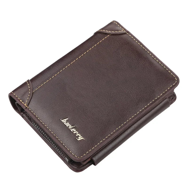 Portefeuille homme trifold grande capacité en cuir PU avec zip et porte-cartes intégré — photo 9