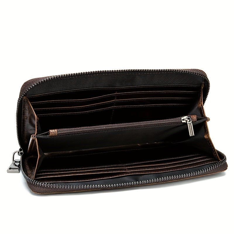 Portefeuille homme long croco, douze fentes et zip intégral
