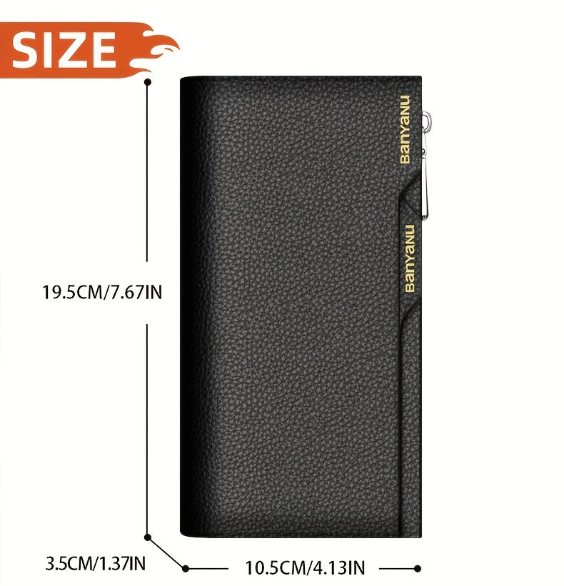 Portefeuille homme long en cuir grainé pour papiers auto