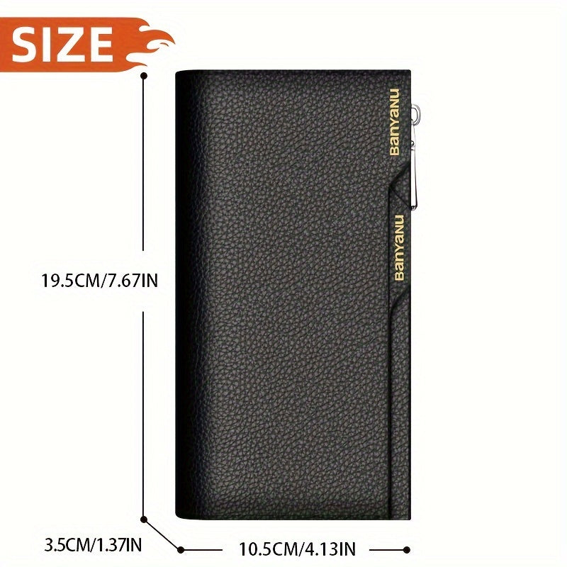 Portefeuille homme long en cuir grainé pour papiers auto